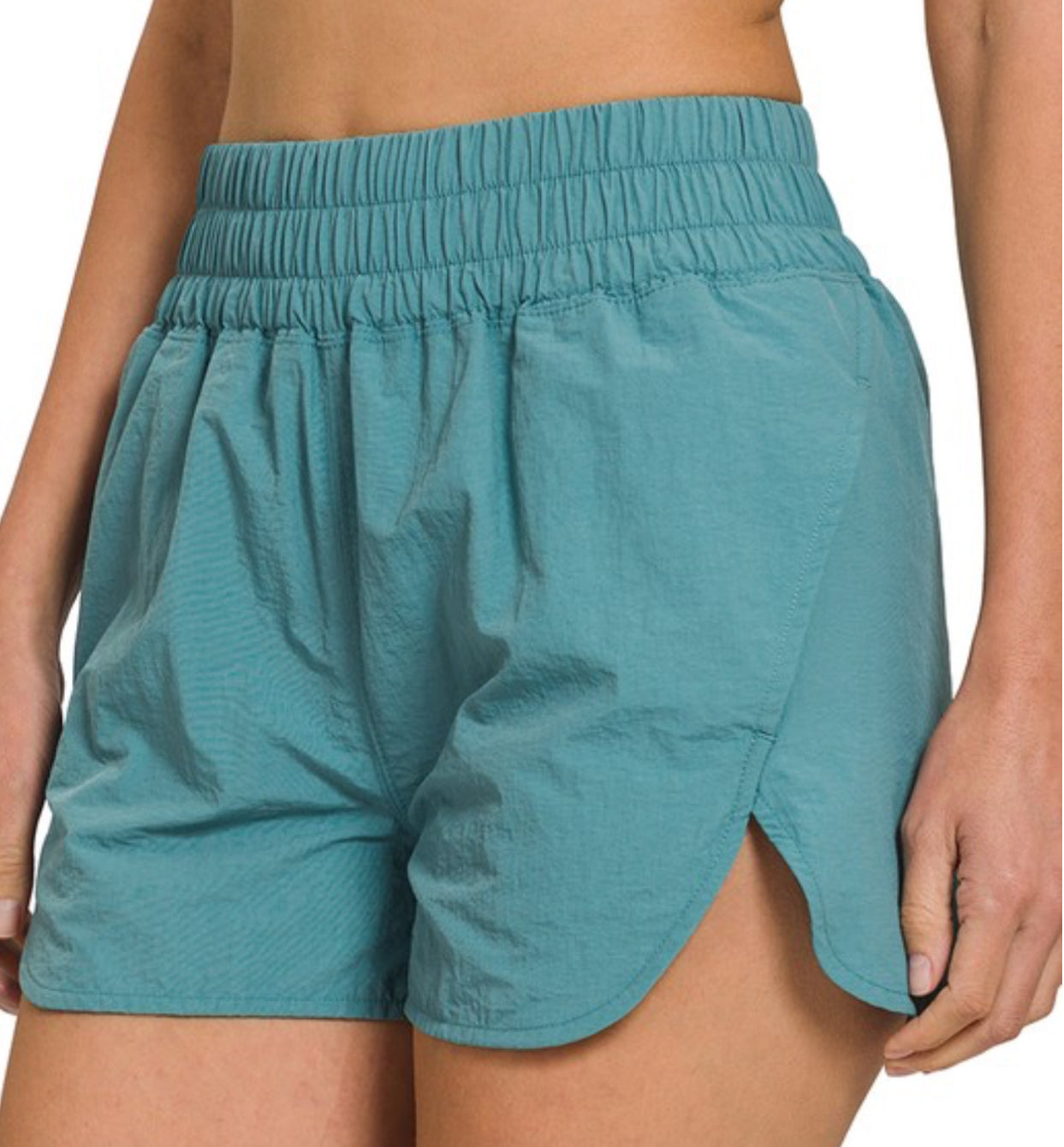 Dusty Teal Zenana Athletic Shorts