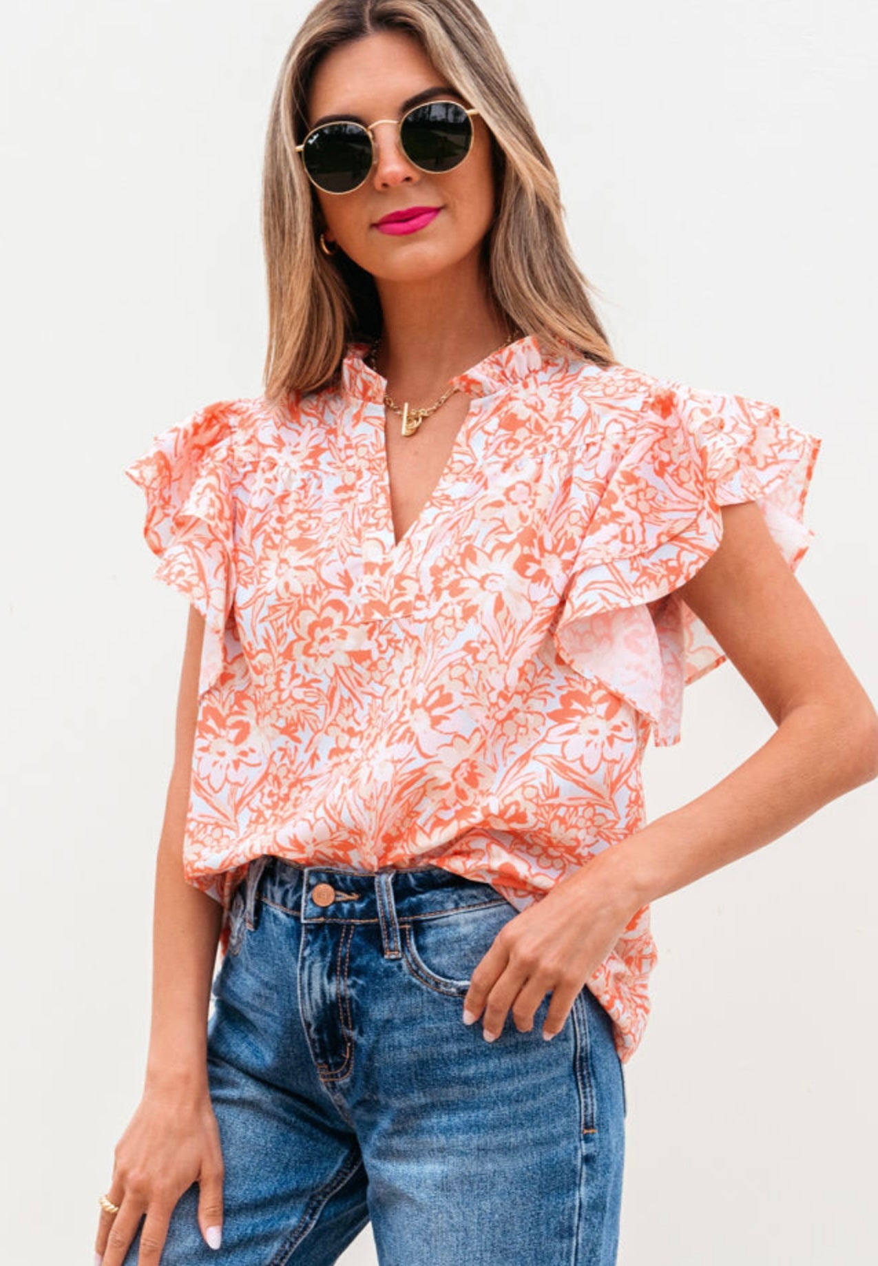 Orange Floral Top
