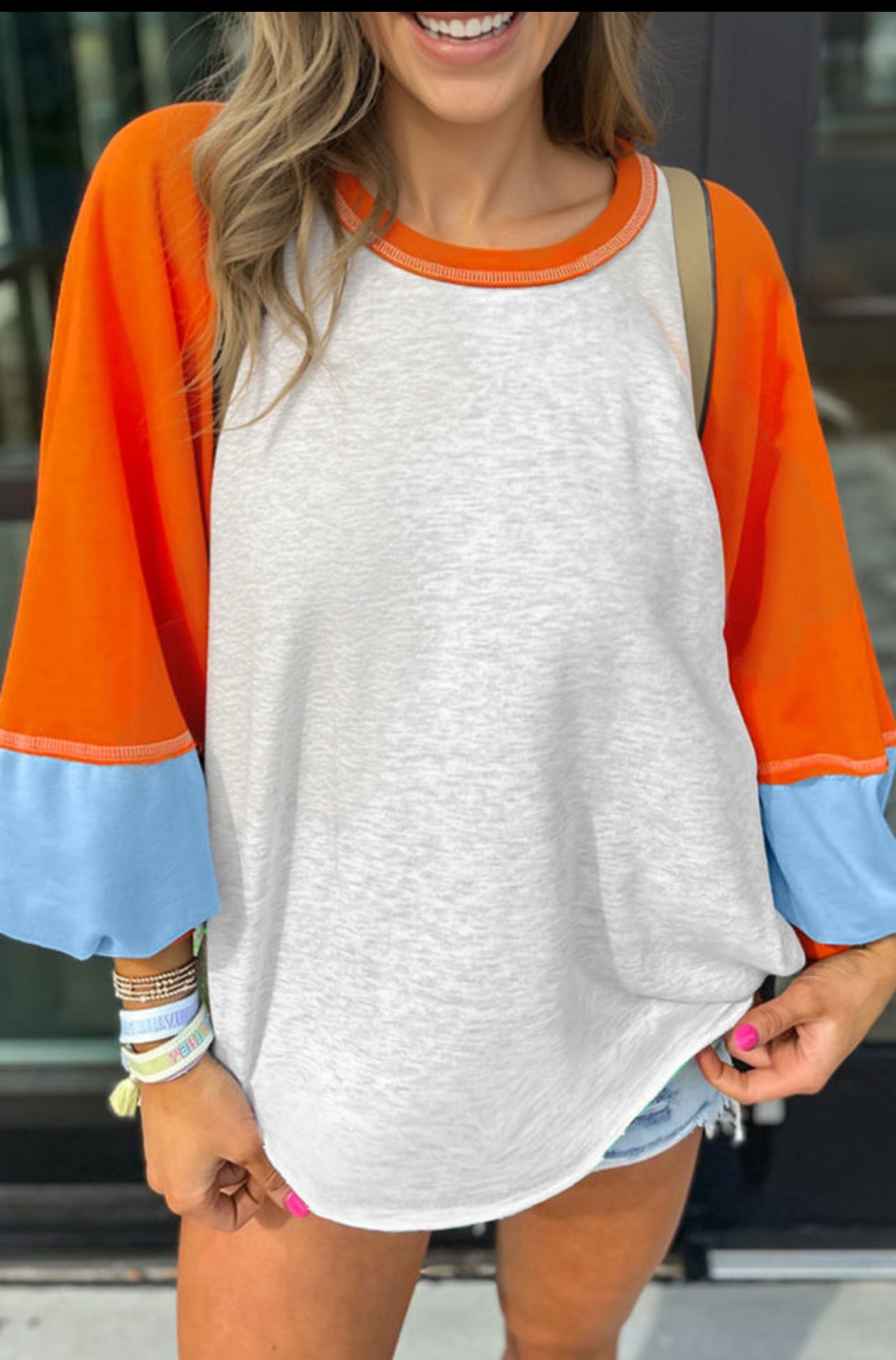 Grey Color Block Top