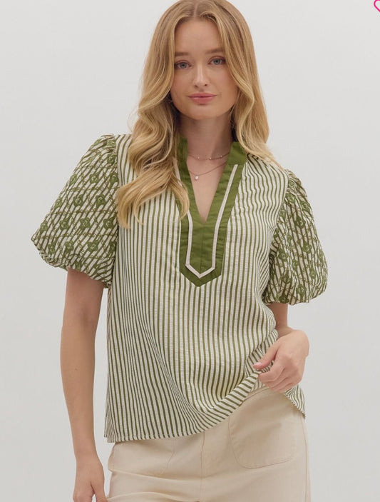 Green Stripe Entro Top
