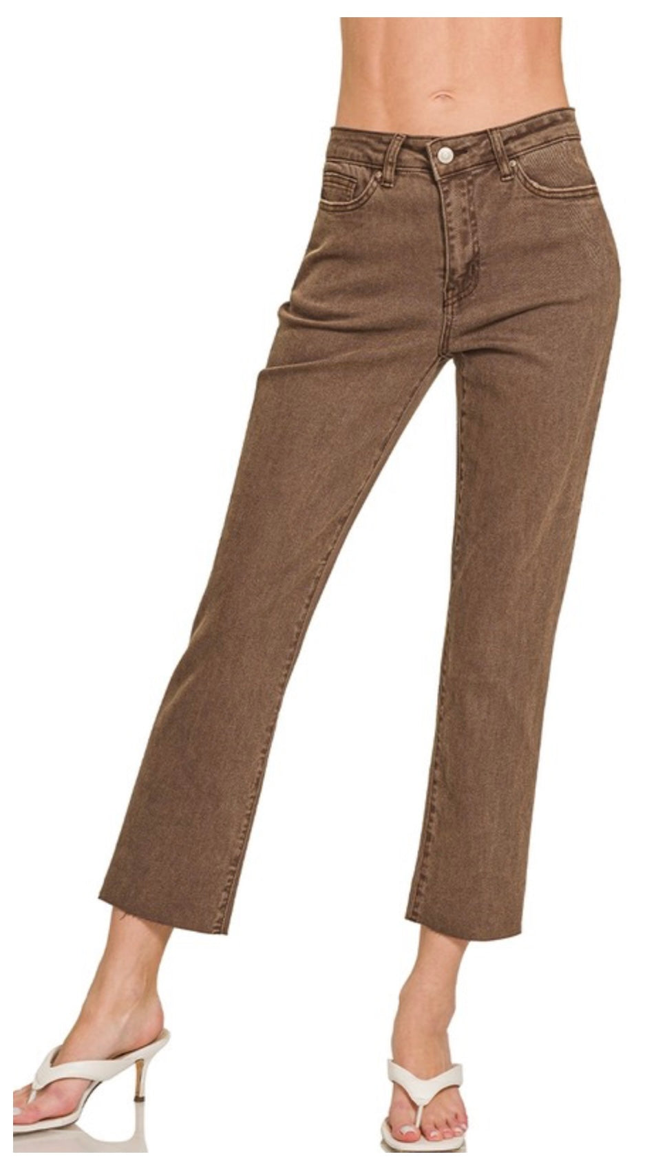 Brown Straight Leg Zenana Jeans