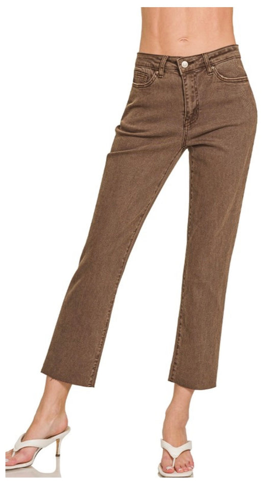 Brown Straight Leg Zenana Jeans