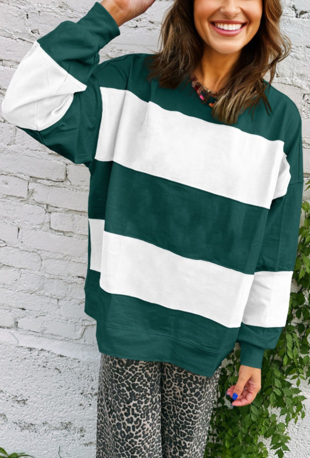 Green Colorblock Sweatshirt