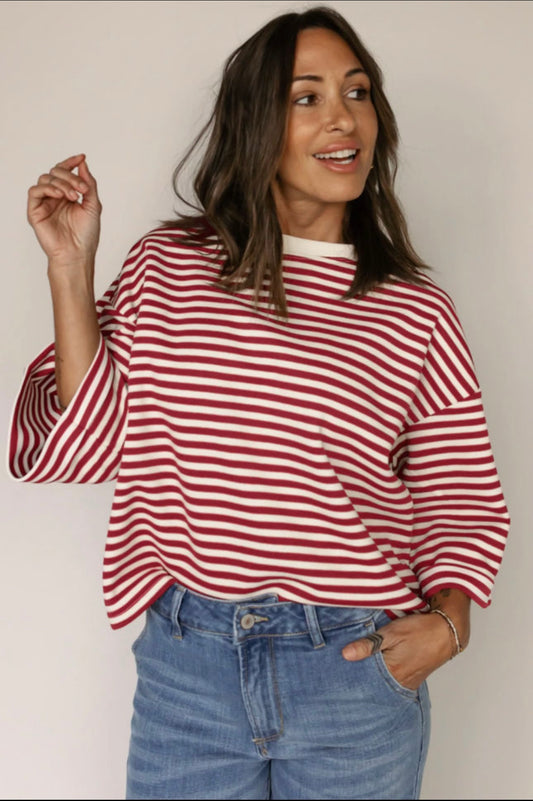 Red Striped Tieback Top