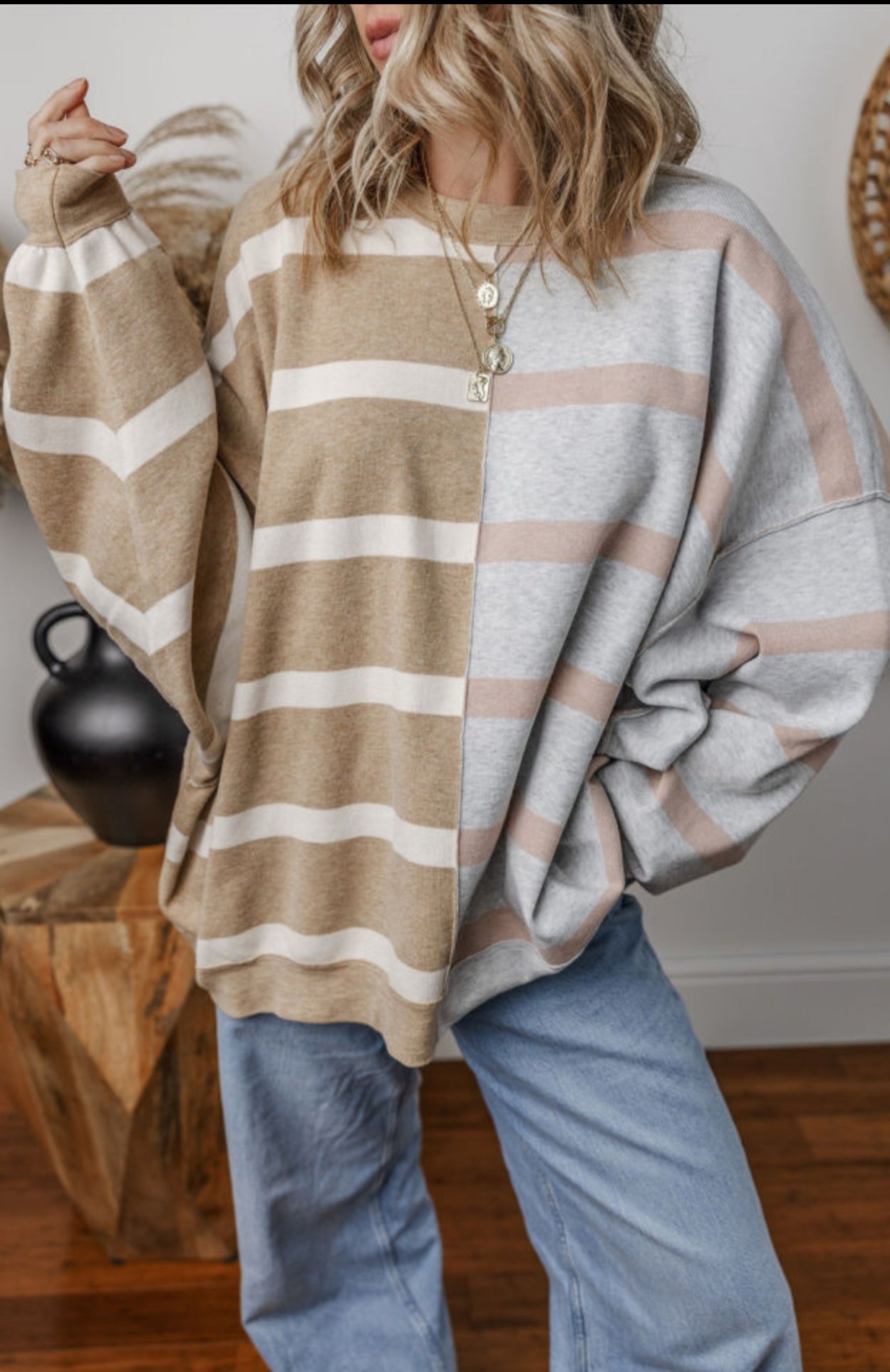 Spilt Striped Sweater