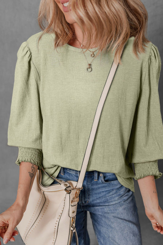 Green Three Quarter Sleeve Top