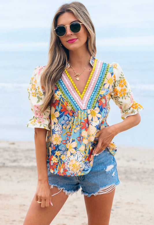 Multicolor Half Sleeve Top