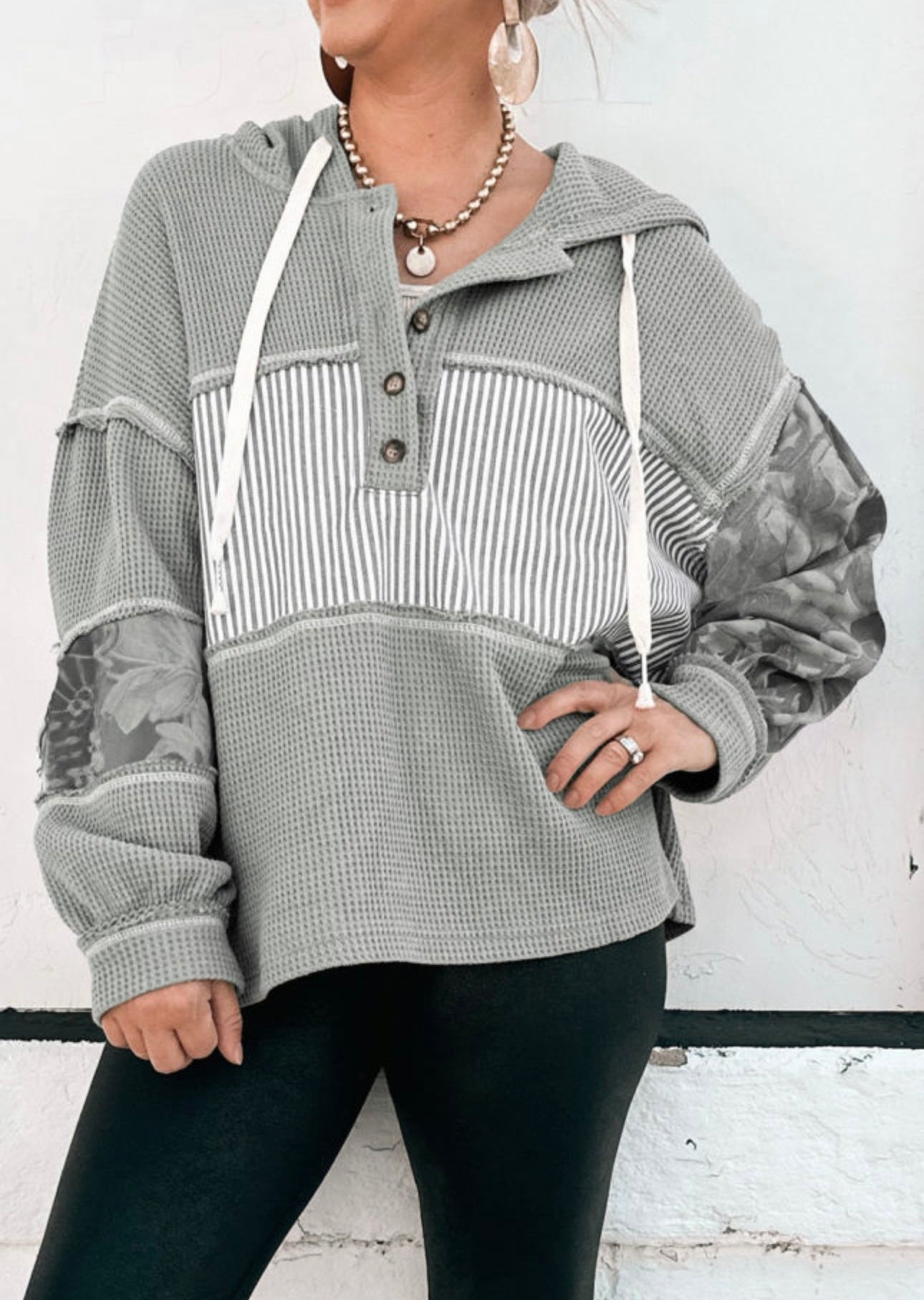 Grey Colorblock Hoodie