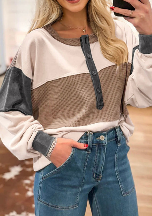 Neutral Waffle Knit Top