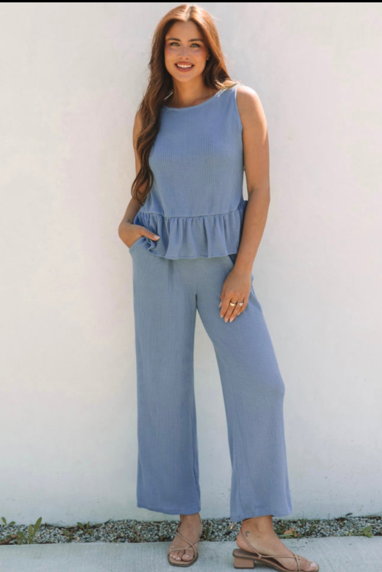 Blue Tank Top Pant Set