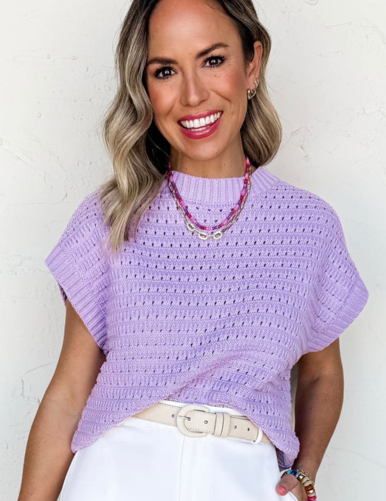 Purple Short Sleeve Sweater