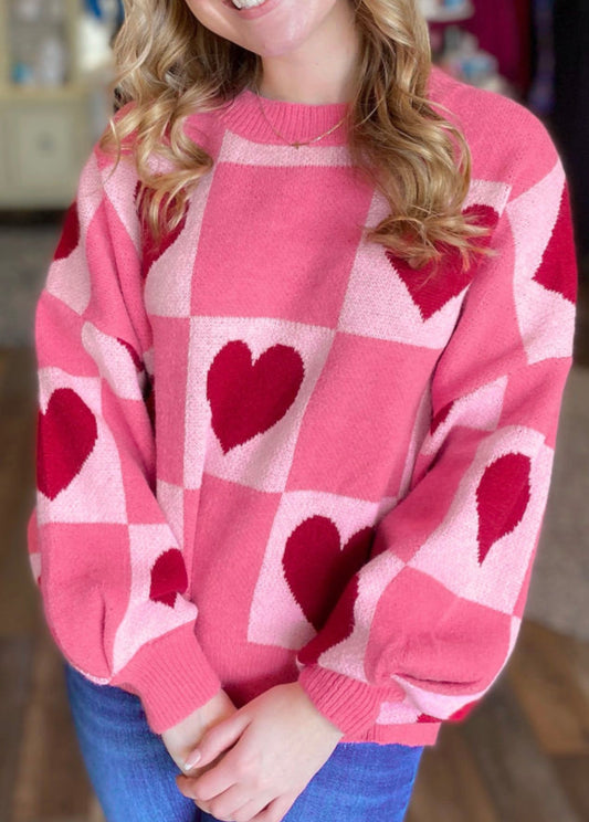 Checkered Heart Sweater