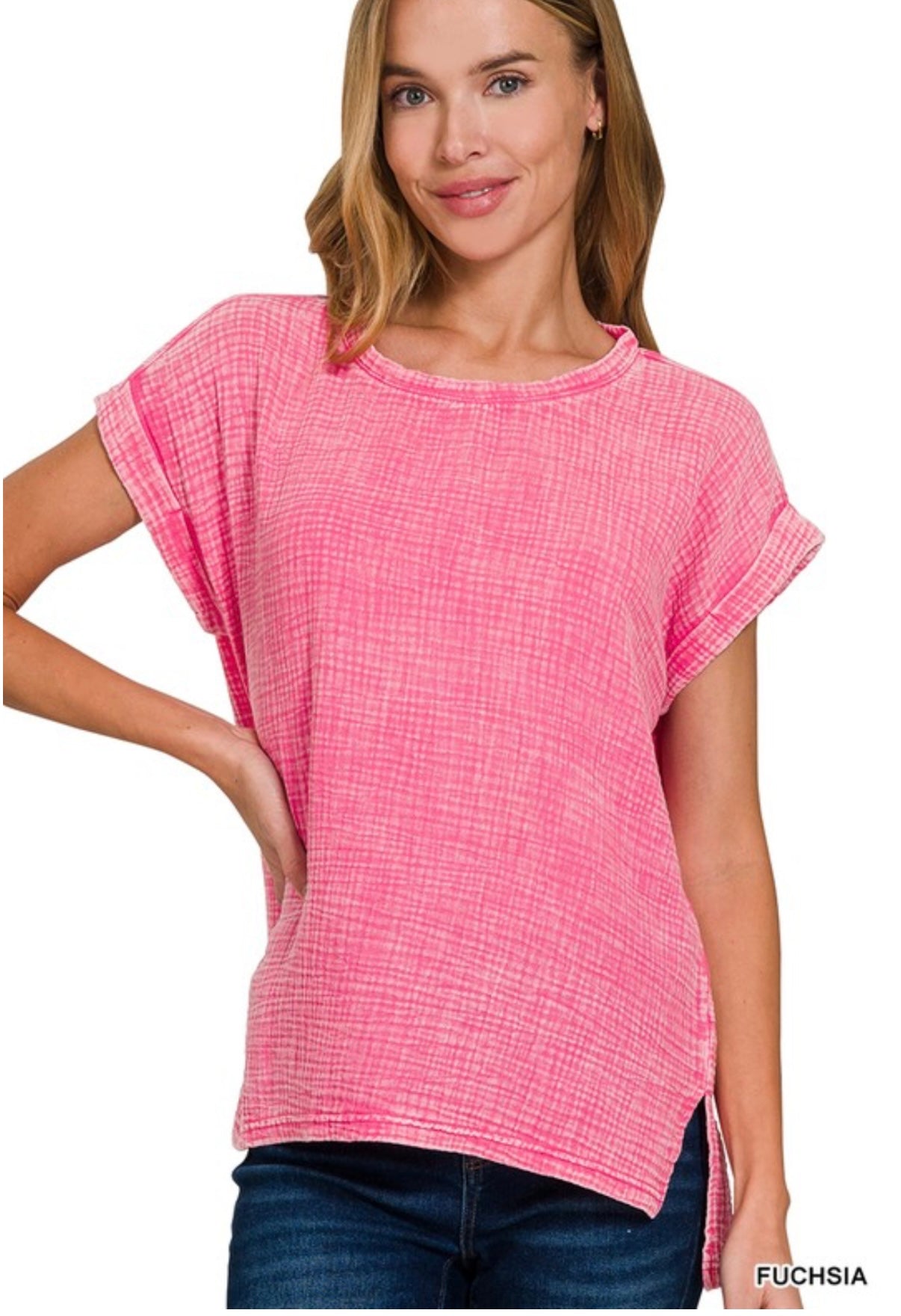 Pink Round Neck Zenana Top
