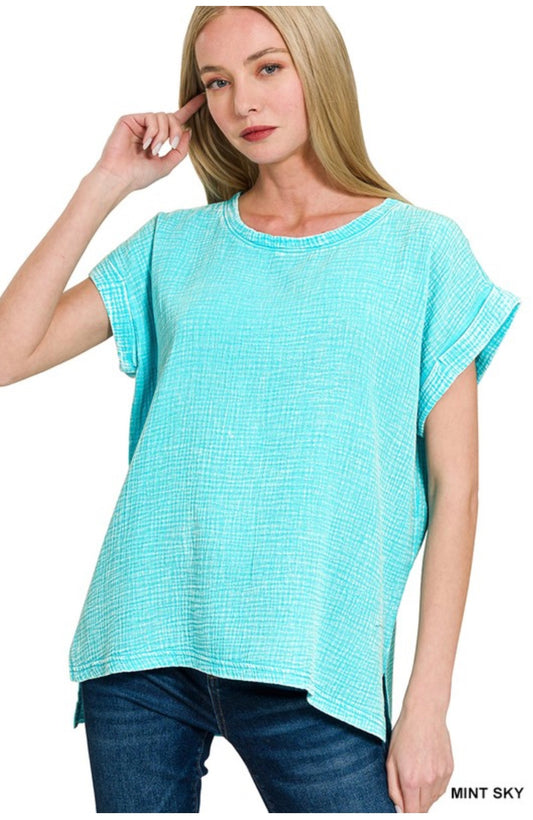 Aqua Round Neck Zenana Top
